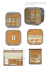 SaunaLife CL5G | 4 - Person Cube Sauna with Glass Front - Topture