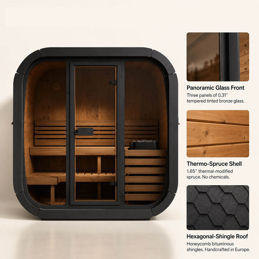 SaunaLife CL5G | 4 - Person Outdoor Cube Sauna - Topture