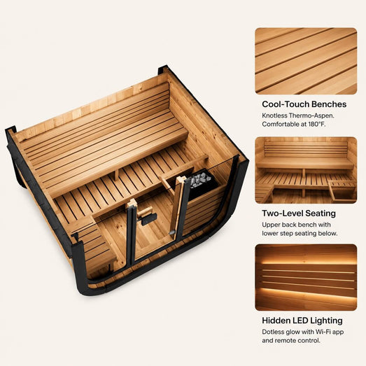 SaunaLife CL5G | 4 - Person Outdoor Cube Sauna - Topture