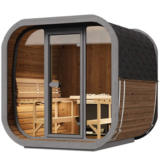 SaunaLife CL7G | 6 - Person Cube Sauna with Glass Front - Topture