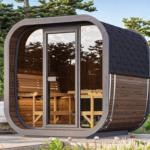 SaunaLife CL7G | 6 - Person Cube Sauna with Glass Front - Topture