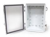SaunaLife Model 300 enclosure shown open revealing mounting hole interior