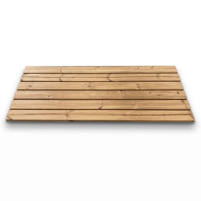 Floor kit for SaunaLife E6 barrel sauna, thermo-wood slat platform top view