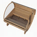 SaunaLife E7 barrel sauna cutaway showing slatted bench and floor layout inside