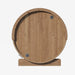 SaunaLife E7 barrel sauna rear exterior view of solid wood wall with two vents