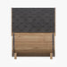 SaunaLife E7 barrel sauna detail of hexagonal asphalt shingle roof and steel bands