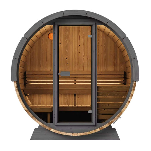 SaunaLife EE6G | 4 Person Sauna Barrel with Glass Front - Topture