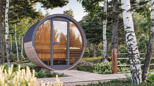 SaunaLife EE6G | 4 Person Sauna Barrel with Glass Front - Topture