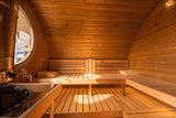 SaunaLife G11 | 8 Person Outdoor HobHouse Barrel Sauna w/ Changing Room - Topture