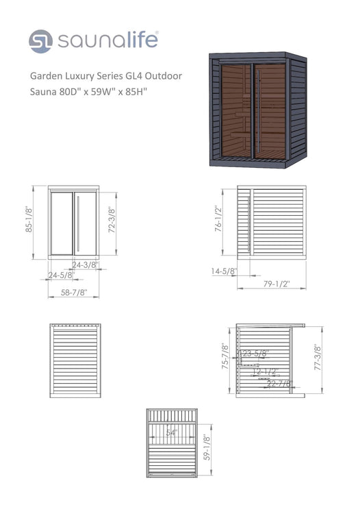 SaunaLife GL4 4 Person Outdoor Sauna Kit - Topture