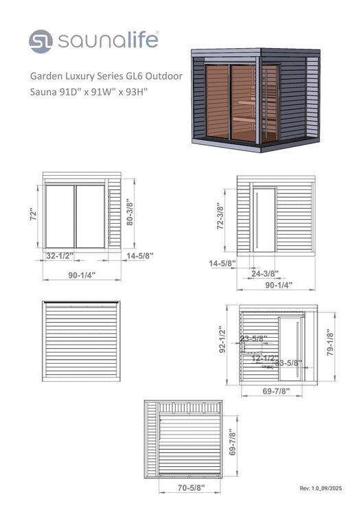 SaunaLife GL6 6 Person Outdoor Sauna Kit - Topture