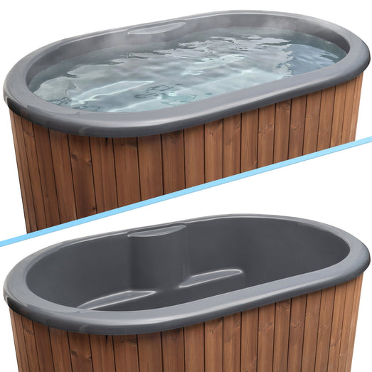 SaunaLife Model S2NC Package 2 - Person Immersion Tub and Combination Water Chiller/Heater, Natural - Topture