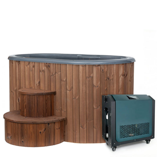 SaunaLife Model S2NC Package 2 - Person Immersion Tub and Combination Water Chiller/Heater, Natural - Topture