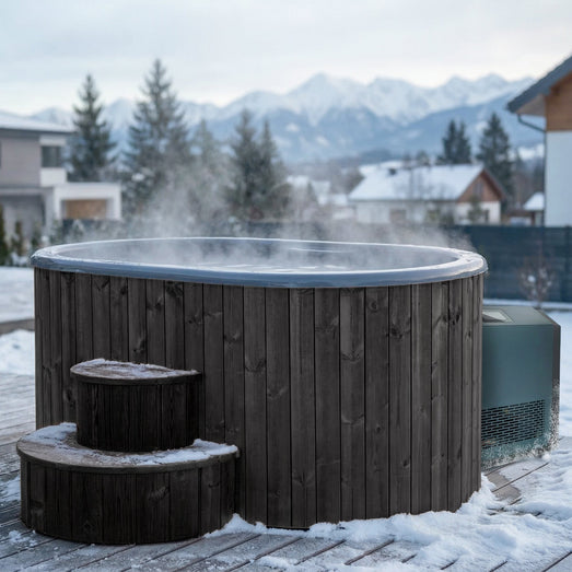 SaunaLife Model S2NC Package 2 - Person Immersion Tub and Combination Water Chiller/Heater, Natural - Topture
