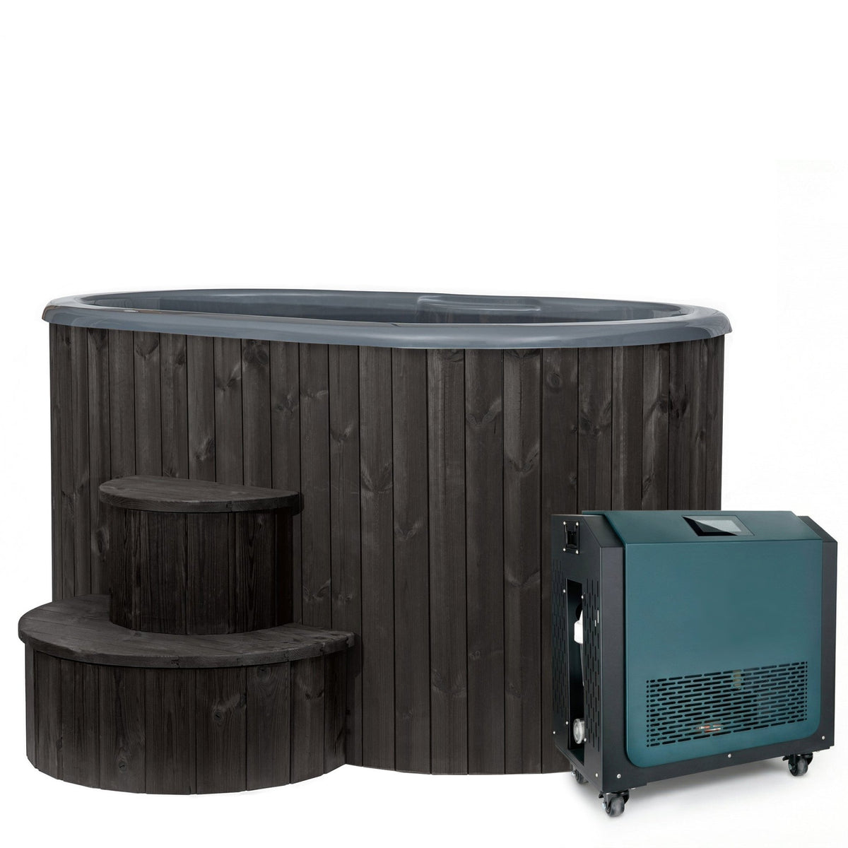 SaunaLife Model S2NC Package 2 - Person Immersion Tub and Combination Water Chiller/Heater, Natural - Topture