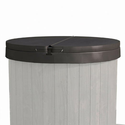 Close-up of SaunaLife S1 hinged two-piece plunge tub cover lid