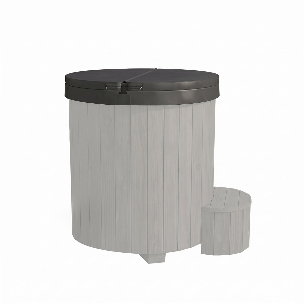 SaunaLife S1 dark cover fitted atop a gray S1 series plunge tub