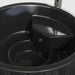 Interior of black SaunaLife S6 hot tub showing seating and footwell