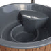 Close-up of SaunaLife S6 hot tub grey interior seat and drain