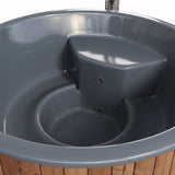 Interior of SaunaLife S6 hot tub showing grey seating and footwell