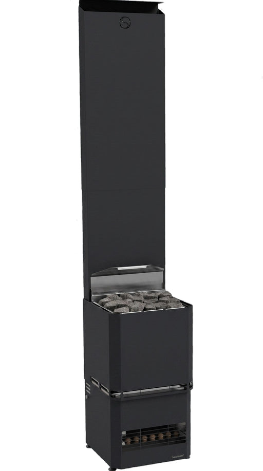 Saunum Air L 10 black heater tower with climate equalizer and stone basket
