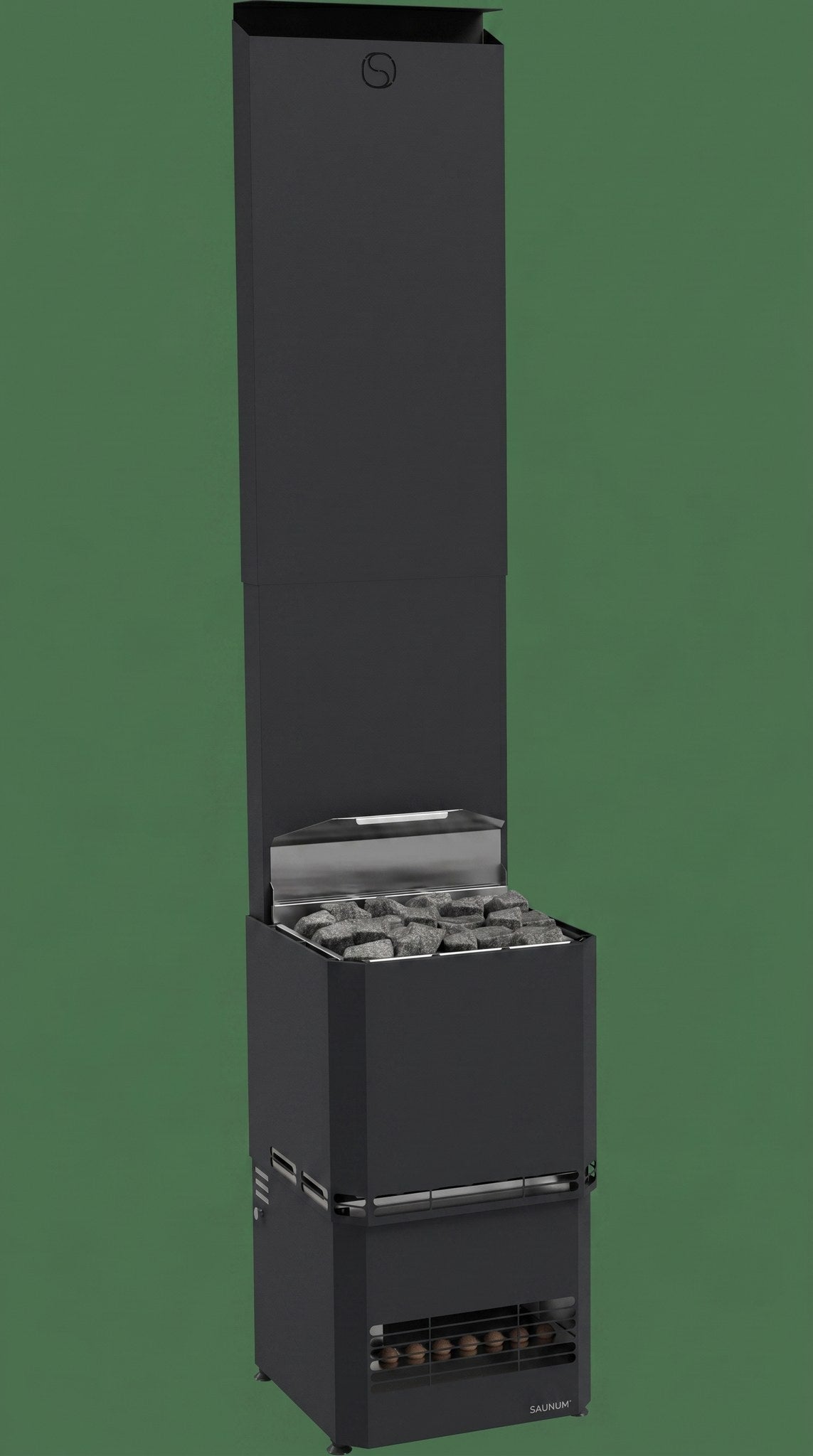Saunum Air L 13 electric sauna heater with full climate equalizer column on a white background