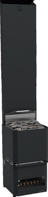 Saunum Air L 15 black electric sauna heater with full climate equalizer column