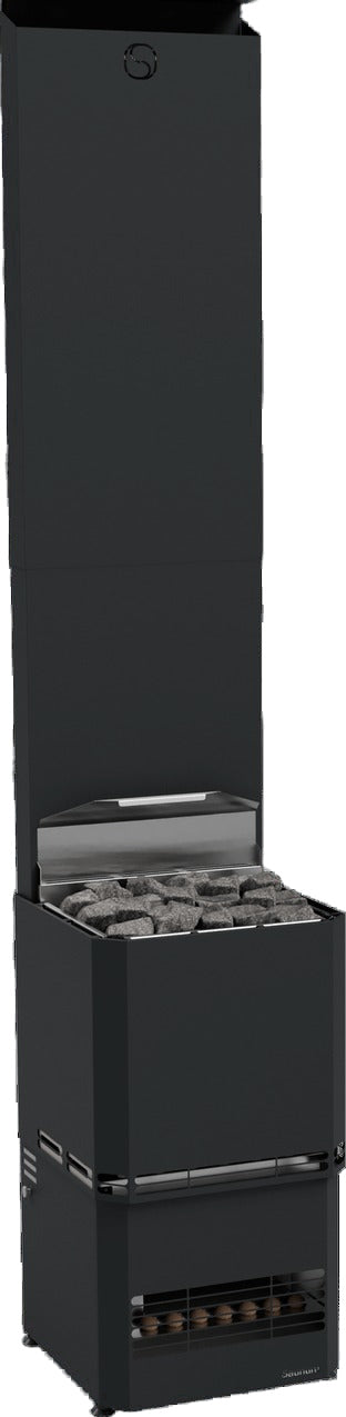 Saunum Air L 15 black electric sauna heater with full climate equalizer column