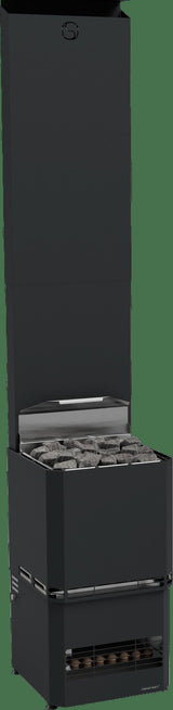 Saunum Air L 15 black electric sauna heater with full climate equalizer column