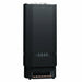Saunum Air Perfect black electric sauna heater front with rising steam