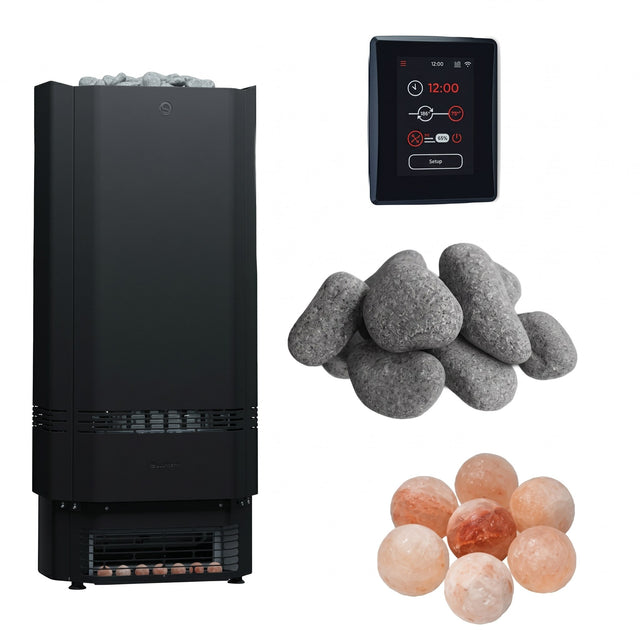 Saunum Air Perfect package with black heater, WiFi controller and sauna stones