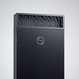 Saunum AirSolo 70 top vent louvers and logo close-up