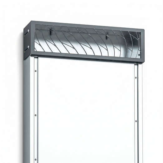 Angled view of the Saunum AirSolo Wall top vent grille and frame