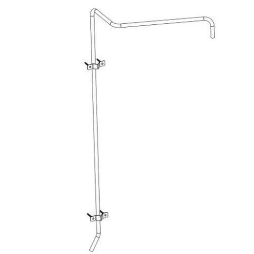 Line drawing of Saunum Auto Leil supply pipe with wall mounting clips