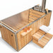 Dundalk Starlight wood burning hot tub angled view with open cedar interior