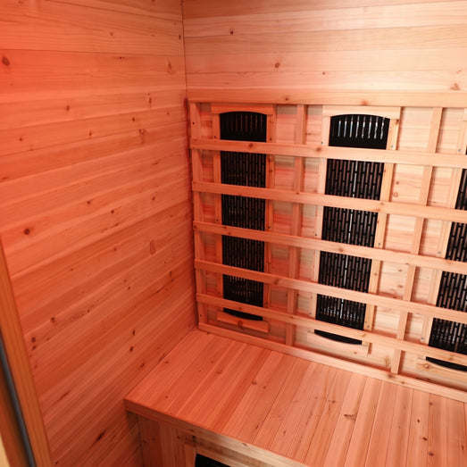 Interior of Sunray Burlington 200D3 showing carbon infrared heater panels