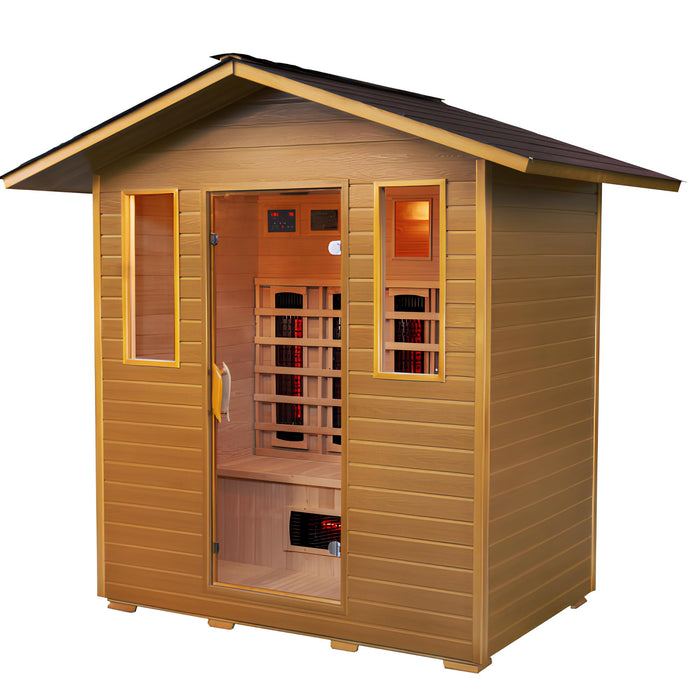 Sunray Cayenne 4 - Person Infrared Outdoor Sauna HL400D - Topture