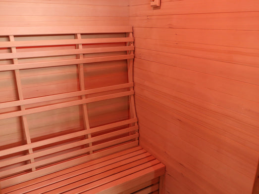 SunRay Freeport sauna bench with slatted backrest