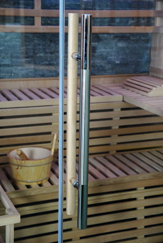 View through the SunRay Galaxie glass door to the benches and bucket