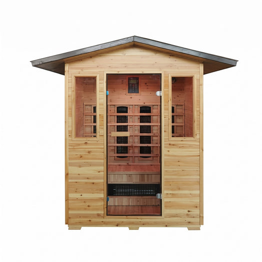 SunRay Grandby 300D3 outdoor infrared sauna straight front elevation