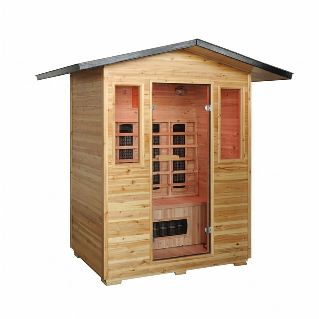 SunRay Grandby 300D3 three-person outdoor infrared sauna front view