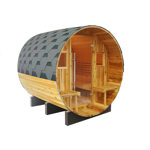 Sunray Oasis 300SC | 2 - 4 - Person Traditional Canopy Barrel Sauna - Topture