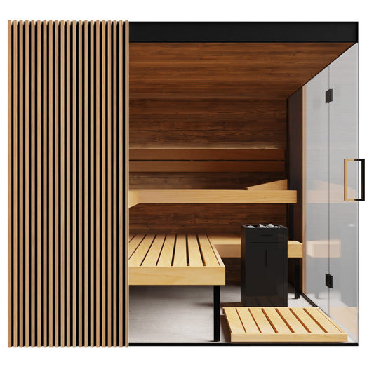 ThermaSol Aalto indoor sauna glass front with black door handle