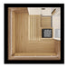 Overhead view of ThermaSol Astra indoor sauna interior with heater and benches