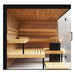 ThermaSol Lumaria indoor sauna bench layout and glass door detail