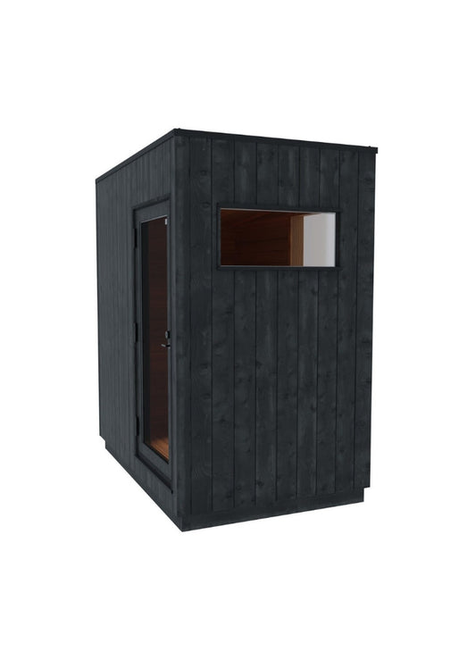 ThermaSol Nordic Misty changing room module in black Thermo-Aspen cladding