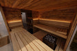 ThermaSol Ombra sauna cabin bench seating with heater and stones