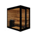 ThermaSol Vera outdoor sauna cabin with the glass door open