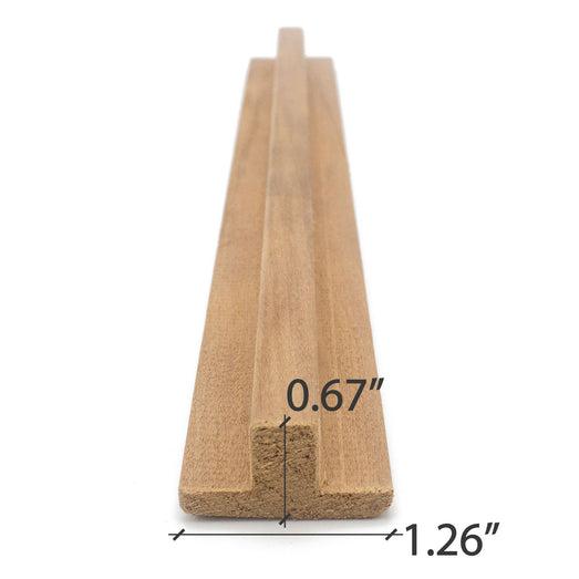 Thermo-Aspen 1x2 T-Molding end view with the cross-section dimensions marked by lines and labels