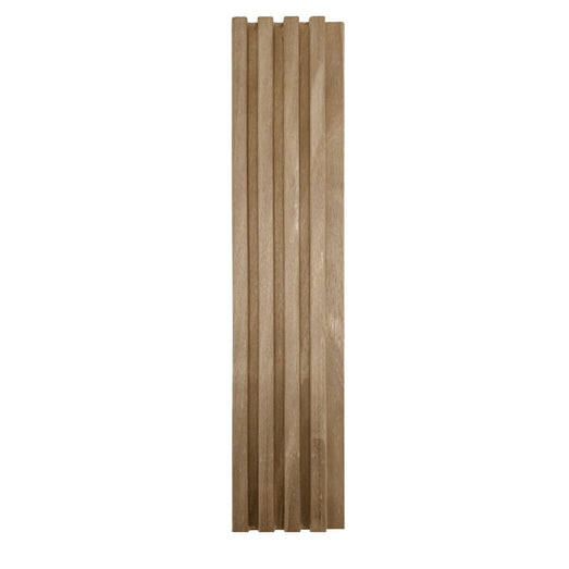 Thermo-Aspen grooved paneling board, straight-on face view of vertical ribs and grooves on a white background